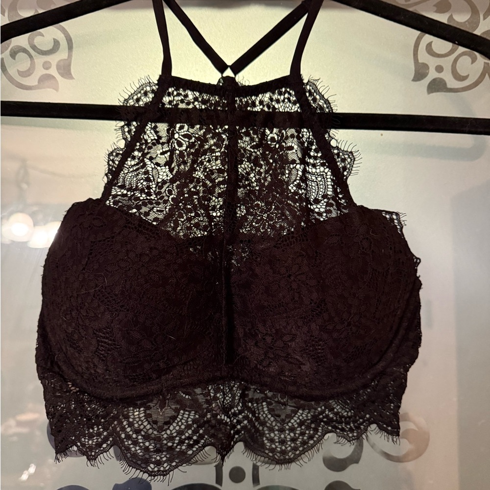 Victoria's Secret Black Lace Halter Bralette